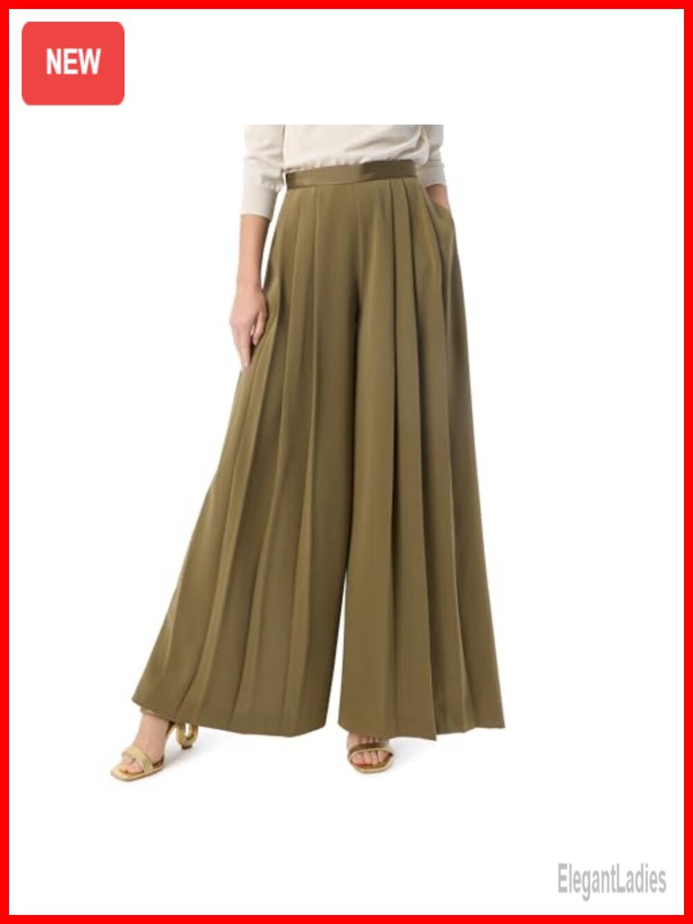 Pleated Wide Leg High Rise Side Zip Pants